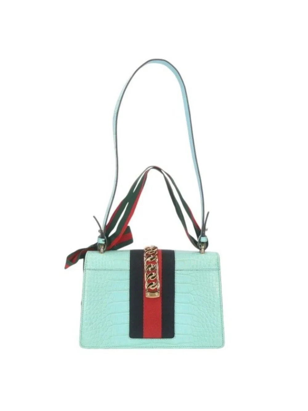 Gucci Sylvie Croco Leather Shoulder Bag - Picture 2 of 5